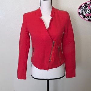Mossimo red cropped zip up blazer jacket